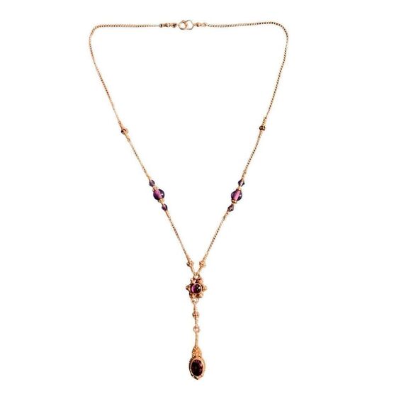 Vintage Sterling Amethyst Necklace - Picture 1 of 10